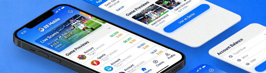 Demo animasi navigasi dan fitur-fitur utama di dalam aplikasi M88 Mobile