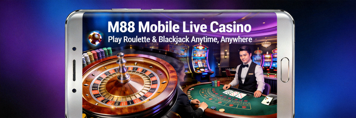 Permainan live casino seperti roulette dan blackjack yang dapat diakses melalui M88 Mobile